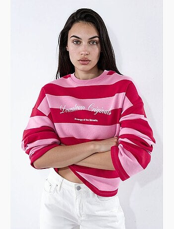 Sudadera oversize de algodón 100% a rayas hiccup