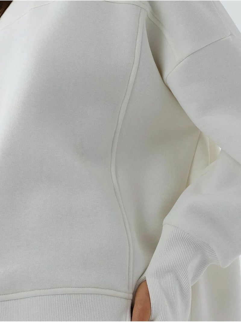 Sudadera oversize de cuello redondo con abertura frontal blanca hiccup Blanco - Kiabi