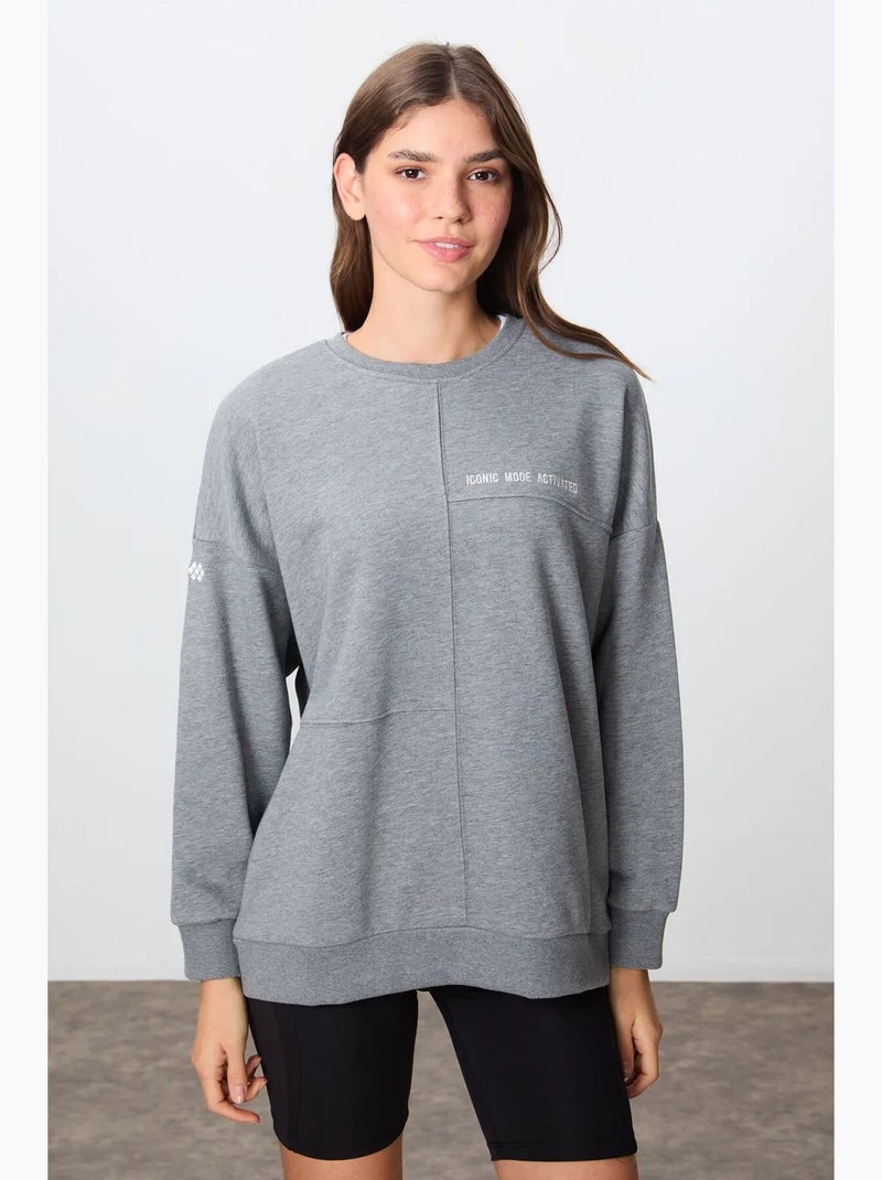 Sudadera oversize de cuello redondo tommy Gris - Kiabi