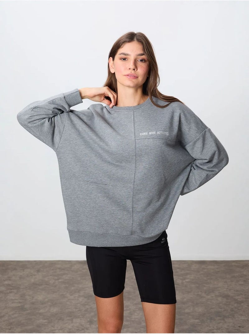 Sudadera oversize de cuello redondo tommy Gris - Kiabi