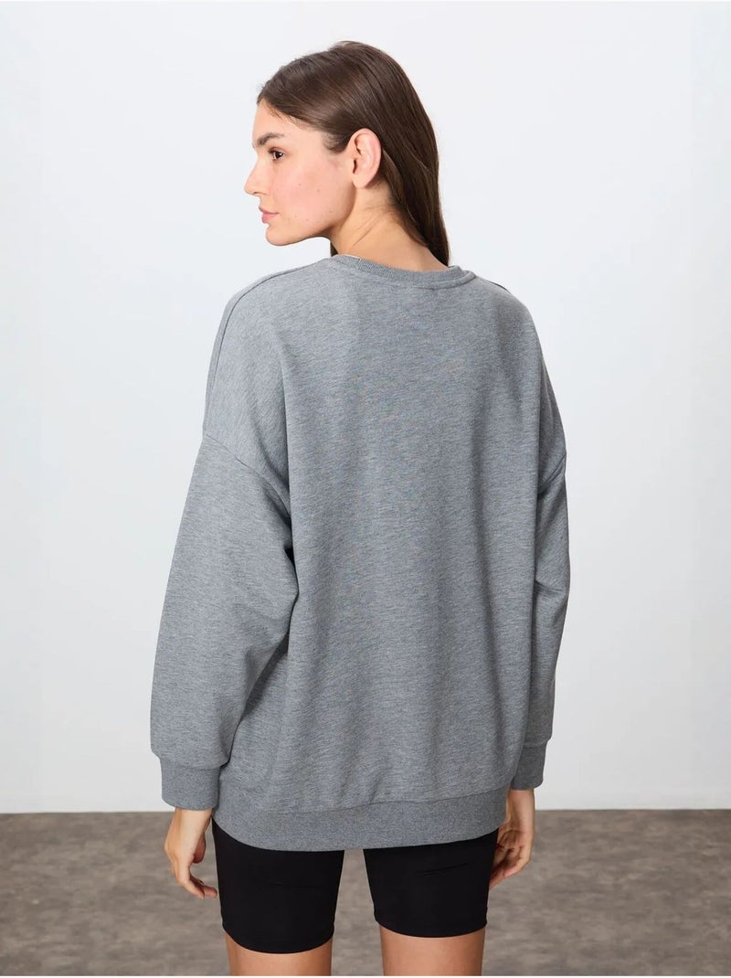 Sudadera oversize de cuello redondo tommy Gris - Kiabi
