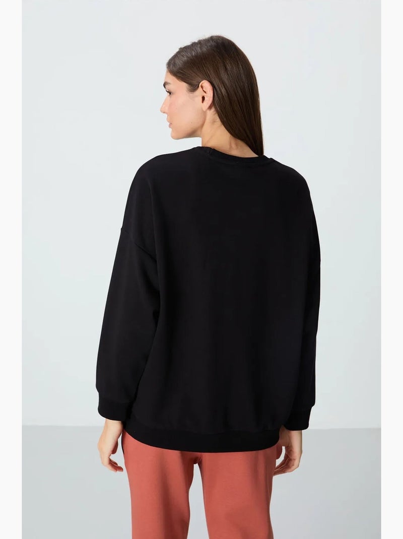 Sudadera oversize de cuello redondo tommy Negro - Kiabi