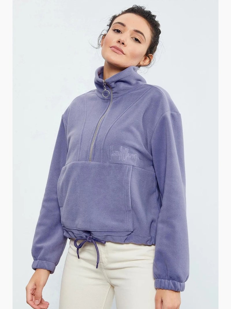 Sudadera oversize de felpa con media cremallera tommy Lavanda - Kiabi