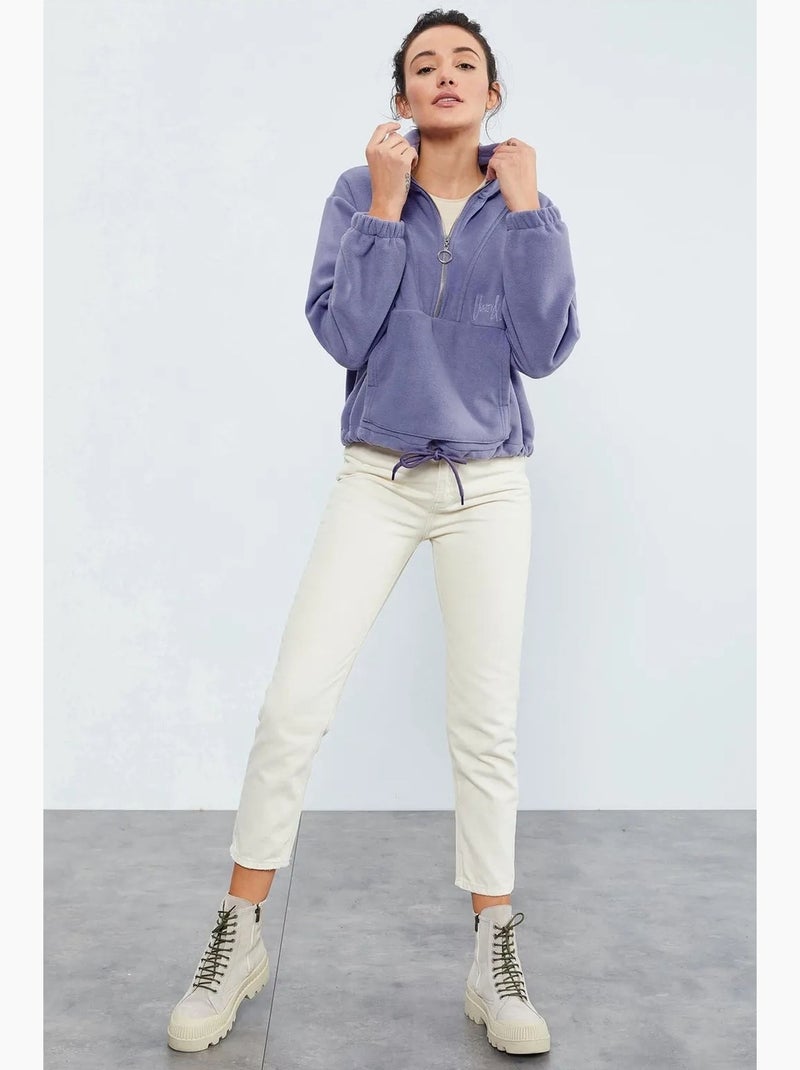 Sudadera oversize de felpa con media cremallera tommy Lavanda - Kiabi