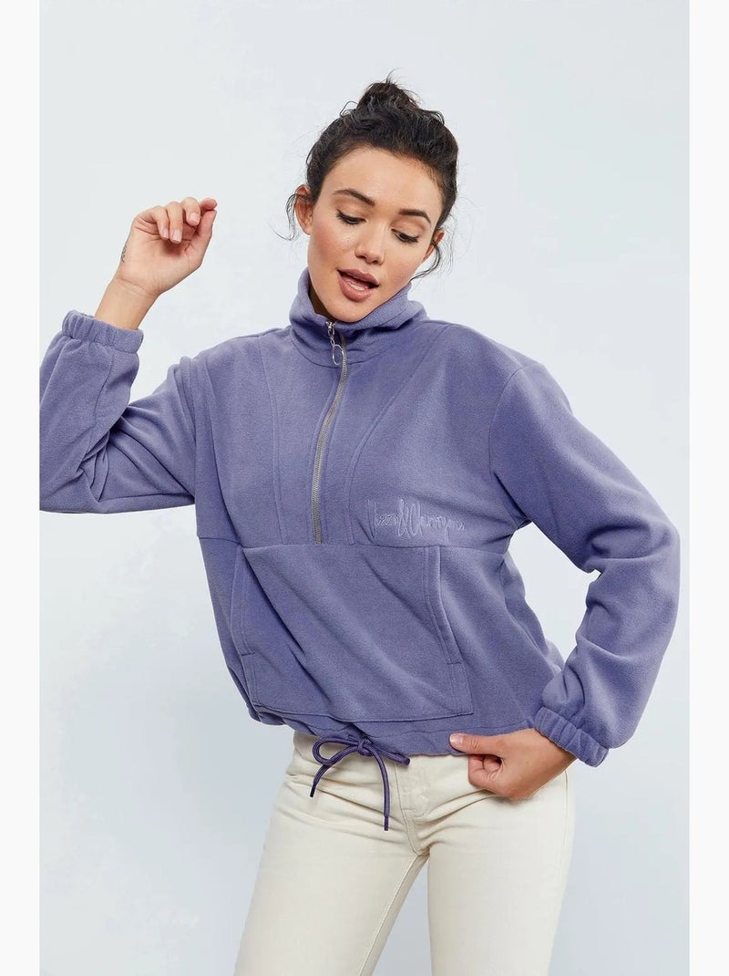 Sudadera oversize de felpa con media cremallera tommy Lavanda - Kiabi