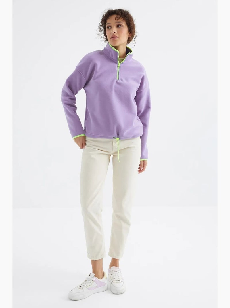 Sudadera oversize de felpa con media cremallera tommy Lavanda - Kiabi