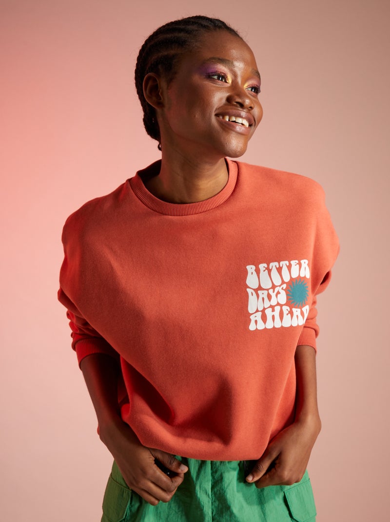 Sudadera oversize de felpa ROJO - Kiabi