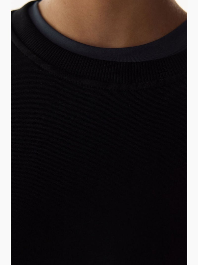 Sudadera oversize de mujer con cuello redondo penti Negro - Kiabi