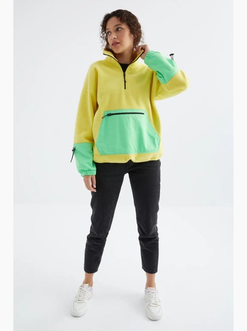 Sudadera oversize de peluche con media cremallera tommy - Kiabi Sudadera oversize de peluche con media cremallera tommy - Kiabi