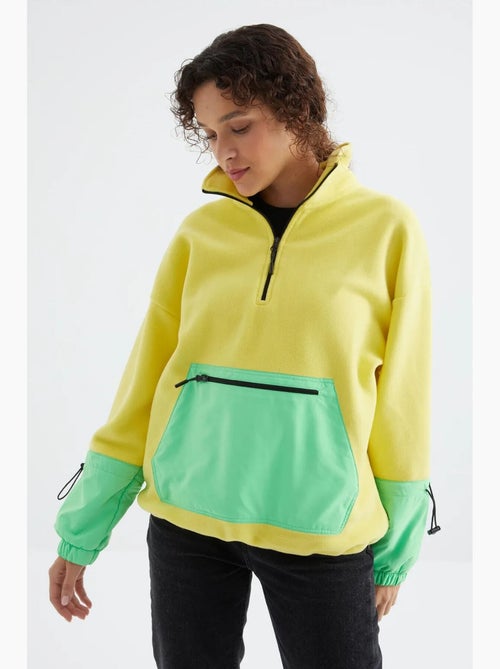 Sudadera oversize de peluche con media cremallera tommy - Kiabi Sudadera oversize de peluche con media cremallera tommy - Kiabi