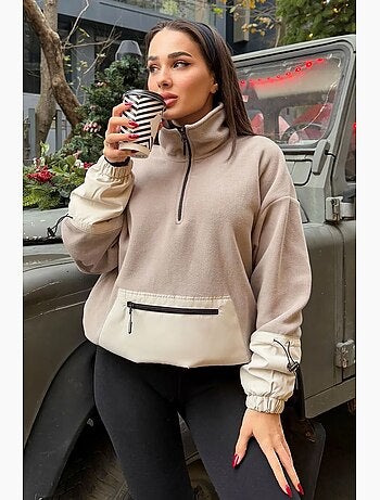 Sudadera oversize de peluche con media cremallera tommy