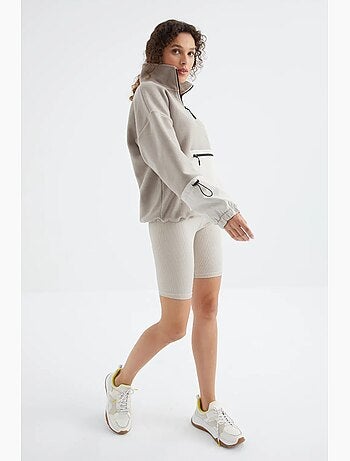 Sudadera oversize de peluche con media cremallera tommy
