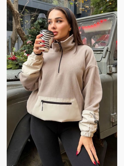 Sudadera oversize de peluche con media cremallera tommy - Kiabi Sudadera oversize de peluche con media cremallera tommy - Kiabi