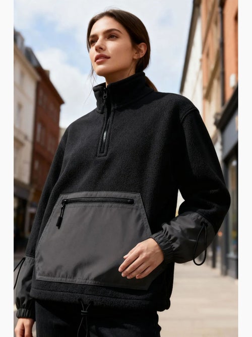 Sudadera oversize de peluche con media cremallera tommy - Kiabi Sudadera oversize de peluche con media cremallera tommy - Kiabi