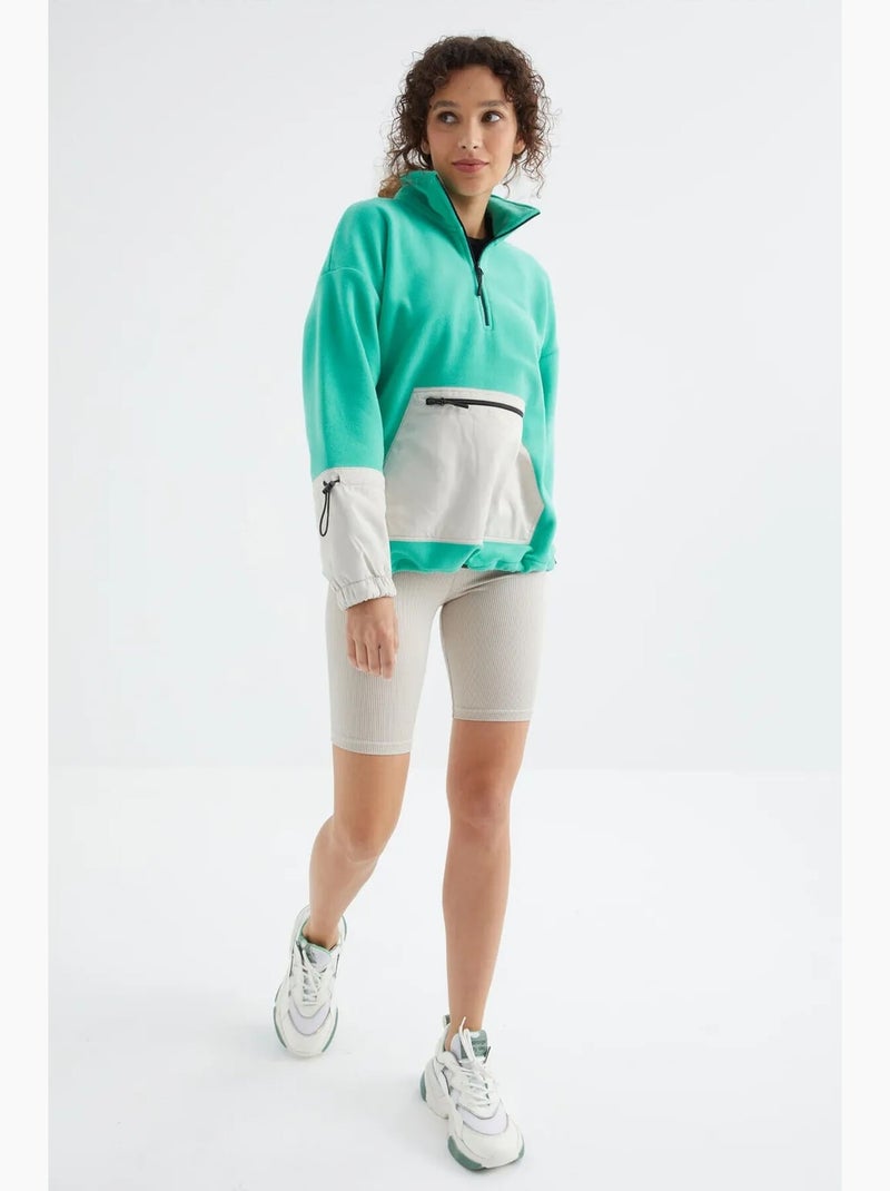 Sudadera oversize de peluche con media cremallera tommy Verde menta - Kiabi