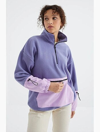 Sudadera oversize de peluche con media cremallera tommy