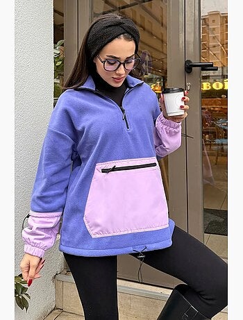 Sudadera oversize de peluche con media cremallera tommy