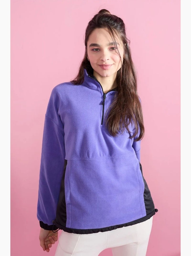 Sudadera oversize de plush con media cremallera tommy Azul lavanda - Kiabi