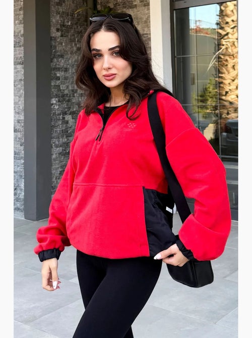 Sudadera oversize de plush con media cremallera tommy - Kiabi Sudadera oversize de plush con media cremallera tommy - Kiabi