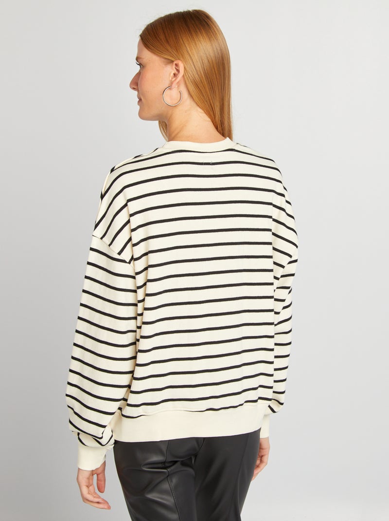 Sudadera oversize de rayas BEIGE - Kiabi