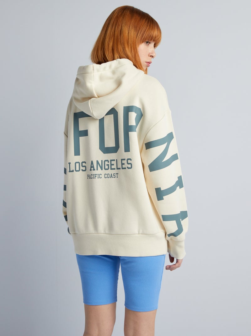 Sudadera oversize estampada con capucha BEIGE - Kiabi