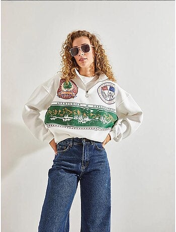 Sudadera oversize estampada con cremallera lucci