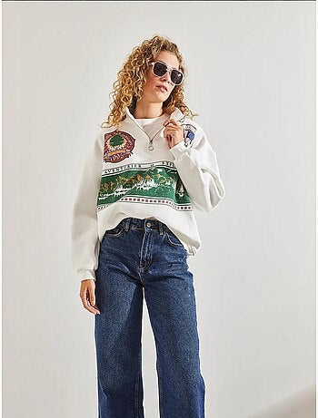 Sudadera oversize estampada con cremallera lucci