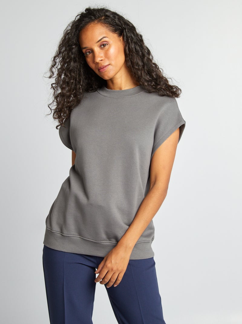 Sudadera oversize sin mangas GRIS - Kiabi