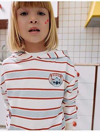 Sudadera perchada a rayas con capucha stitch