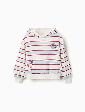 Sudadera perchada a rayas con capucha stitch