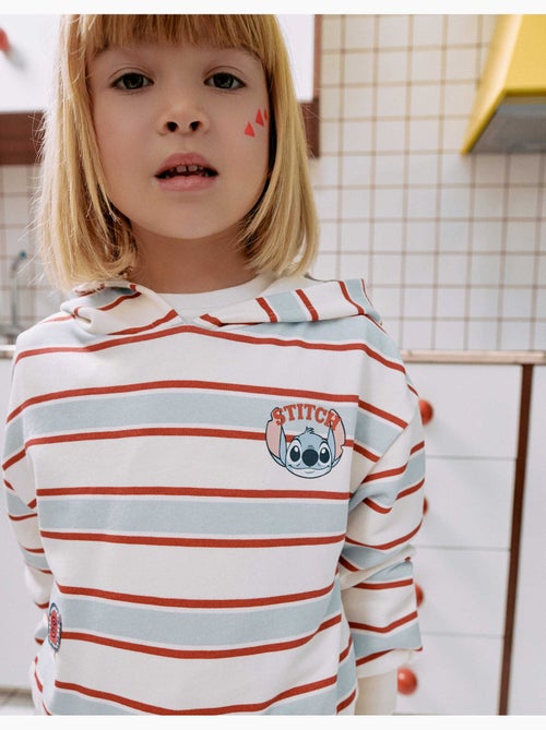 Sudadera perchada a rayas con capucha stitch - Kiabi Sudadera perchada a rayas con capucha stitch - Kiabi