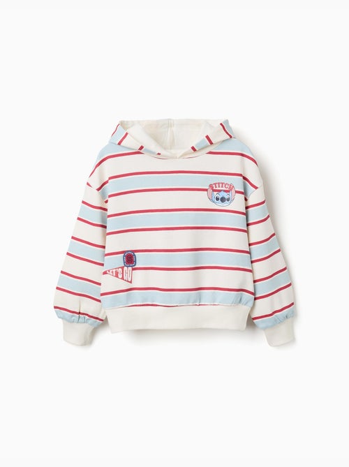 Sudadera perchada a rayas con capucha stitch - Kiabi Sudadera perchada a rayas con capucha stitch - Kiabi