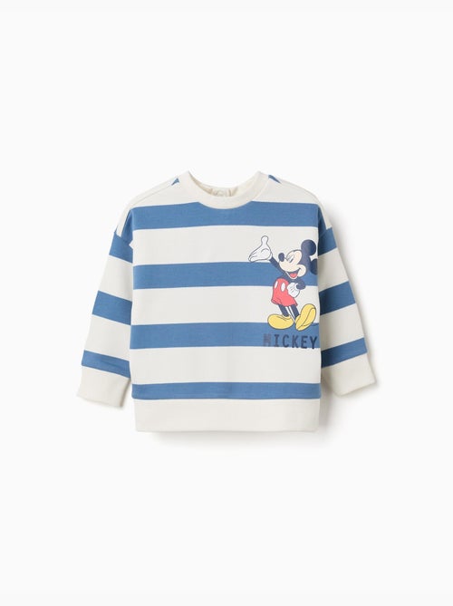 Sudadera perchada a rayas con estampado Mickey - Kiabi
