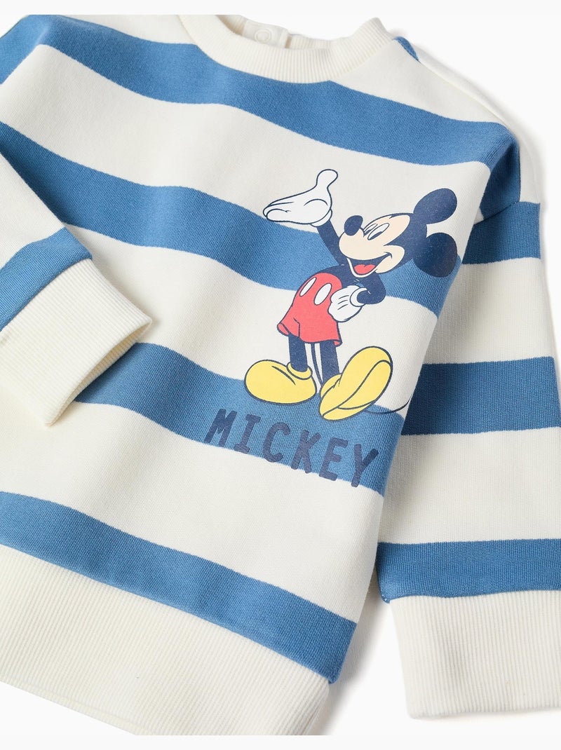 Sudadera perchada a rayas con estampado Mickey Azul Azul - Kiabi