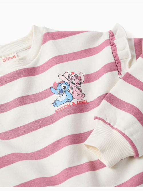 Sudadera perchada a rayas con estampado Stitch - Kiabi