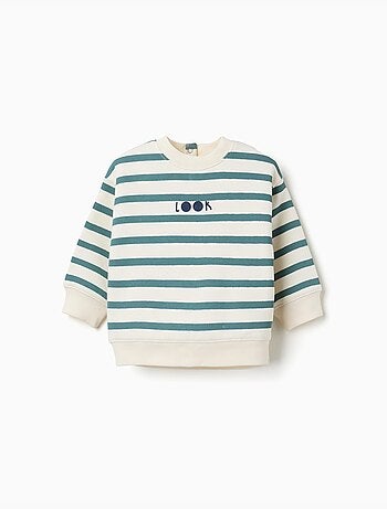 Sudadera perchada a rayas con estampado