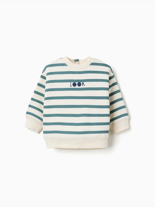 Sudadera perchada a rayas con estampado - Kiabi