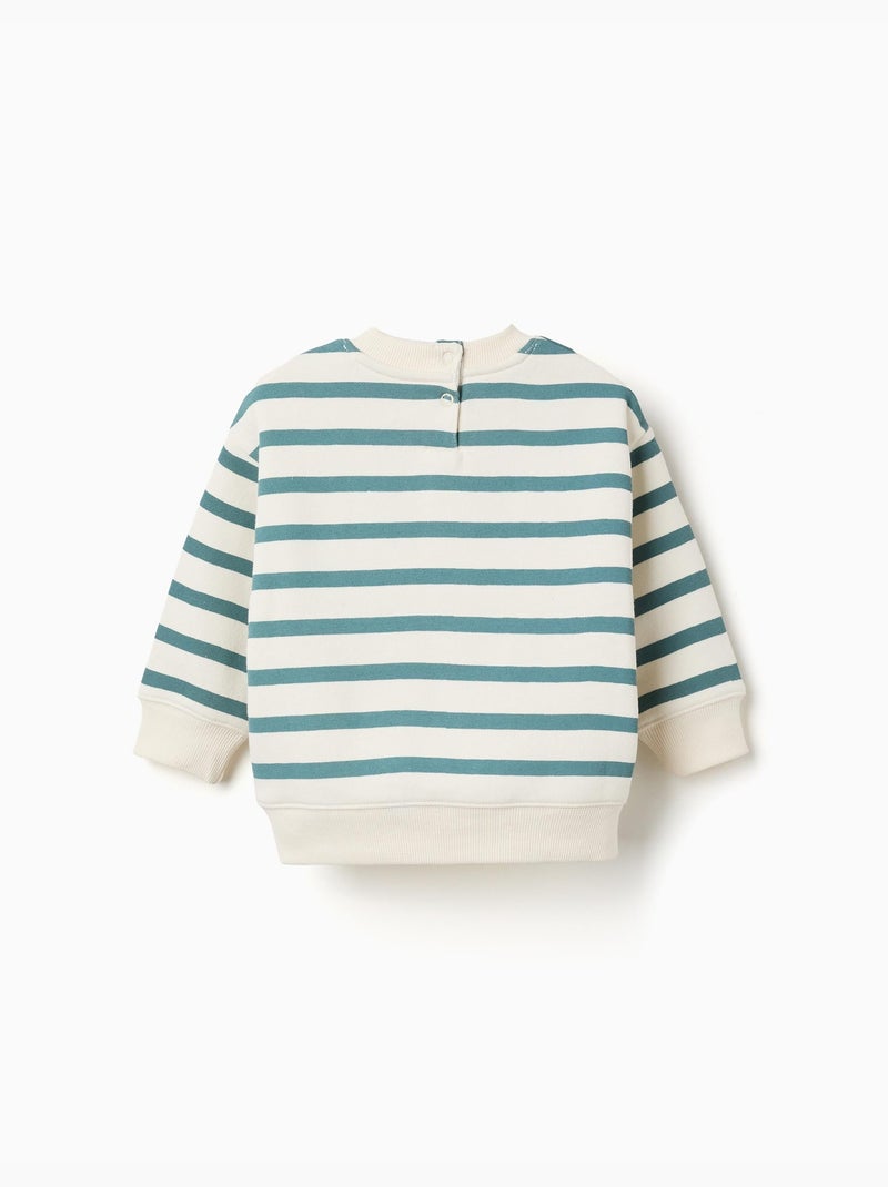 Sudadera perchada a rayas con estampado Verde claro - Kiabi