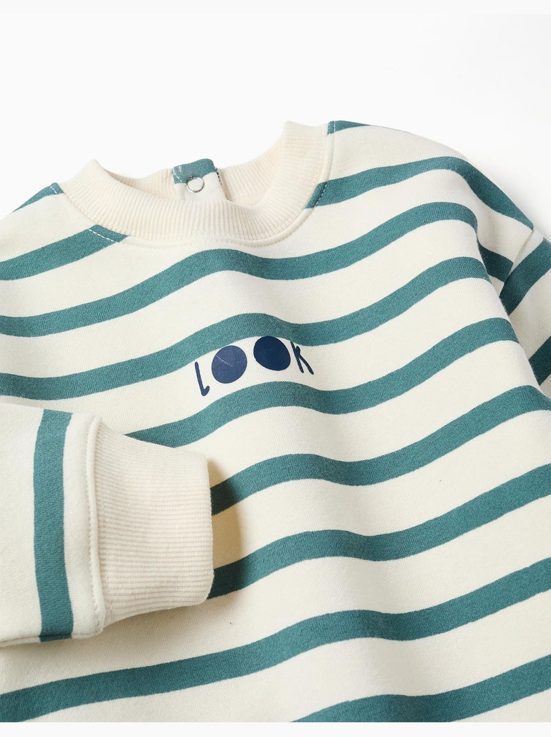 Sudadera perchada a rayas con estampado Verde claro - Kiabi