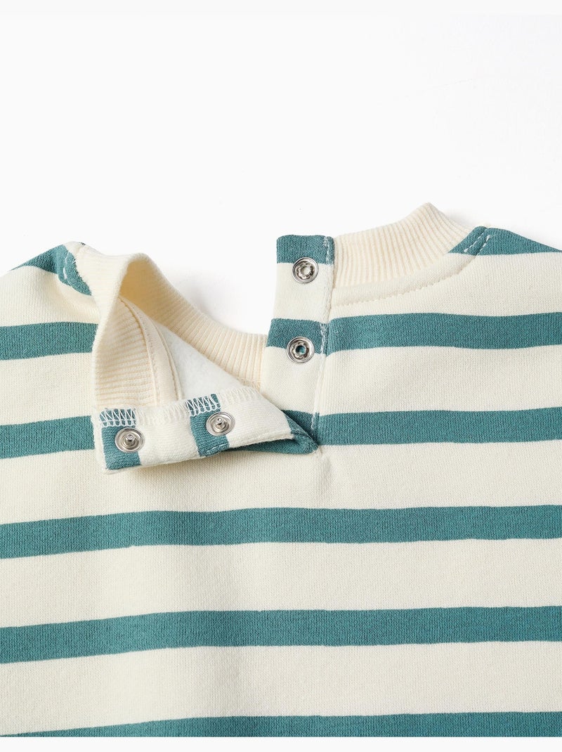 Sudadera perchada a rayas con estampado Verde claro - Kiabi