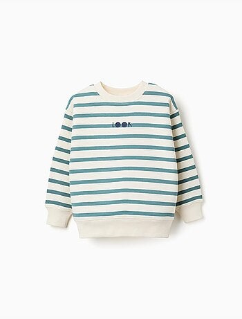 Sudadera perchada a rayas con estampado