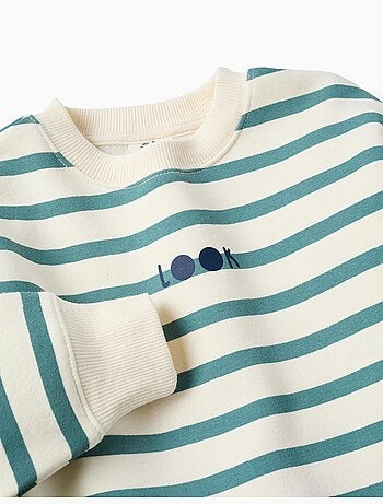 Sudadera perchada a rayas con estampado