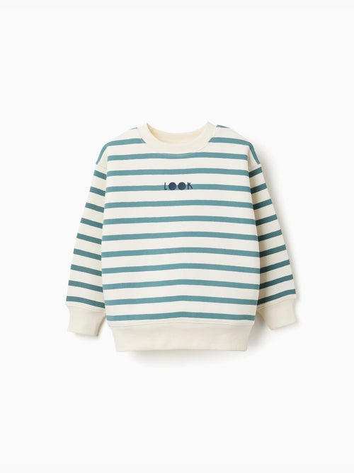 Sudadera perchada a rayas con estampado - Kiabi