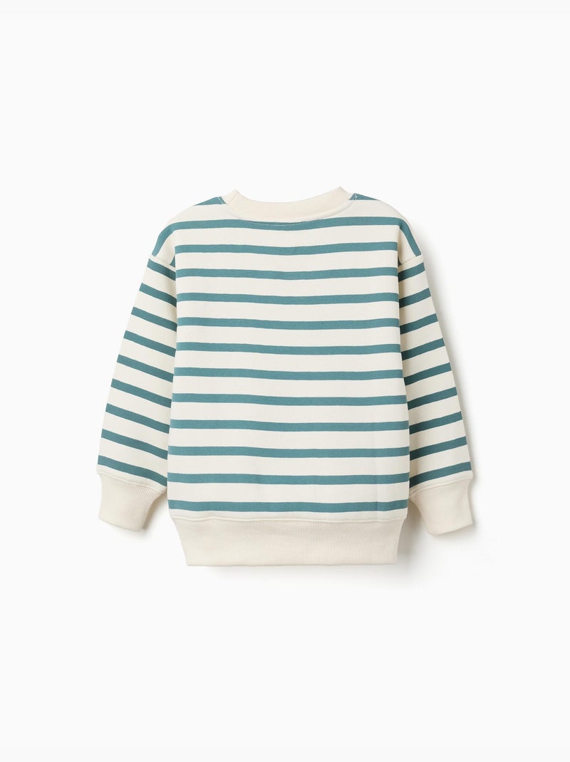Sudadera perchada a rayas con estampado Verde claro - Kiabi