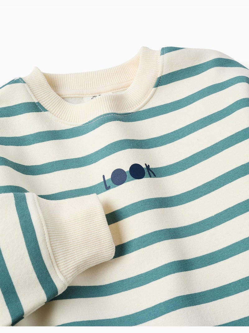Sudadera perchada a rayas con estampado Verde claro - Kiabi