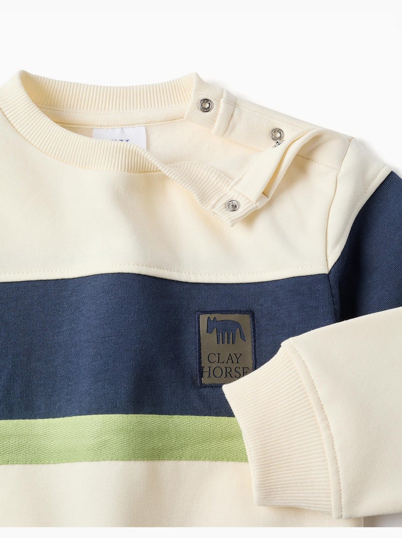 Sudadera perchada con bloque de colores Blanco - Kiabi