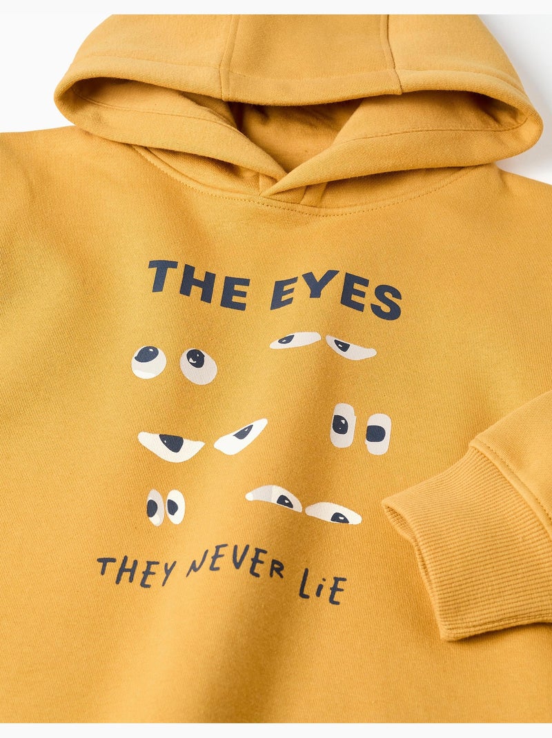 Sudadera perchada con capucha y estampado Amarillo - Kiabi