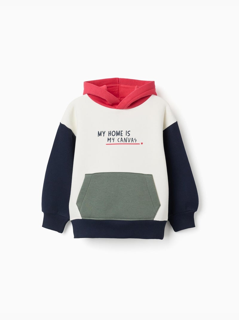 Sudadera perchada con capucha y estampado Blanco - Kiabi