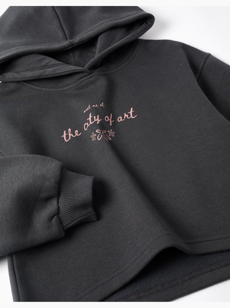Sudadera perchada con capucha y estampado City of Art Gris oscuro - Kiabi