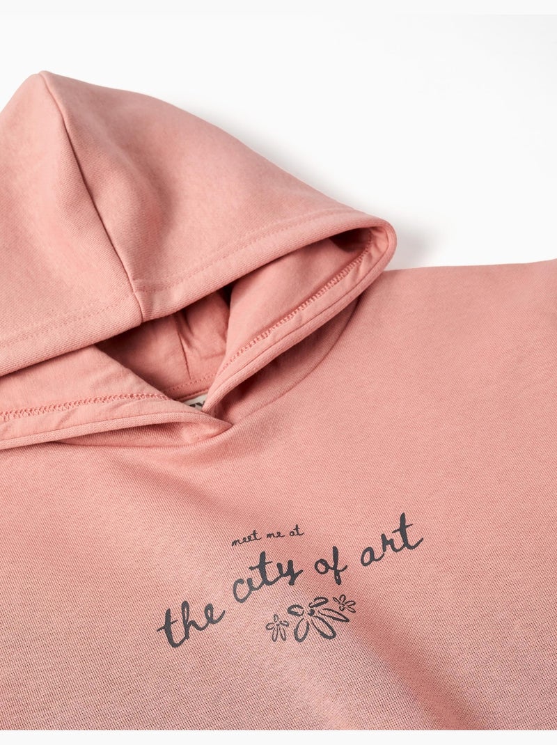 Sudadera perchada con capucha y estampado City of Art Rosa - Kiabi
